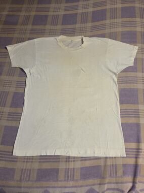 Vtg 70s Mens XL Fruit Of The Loom Blank White Distressed Worn T Shirt Thrashed